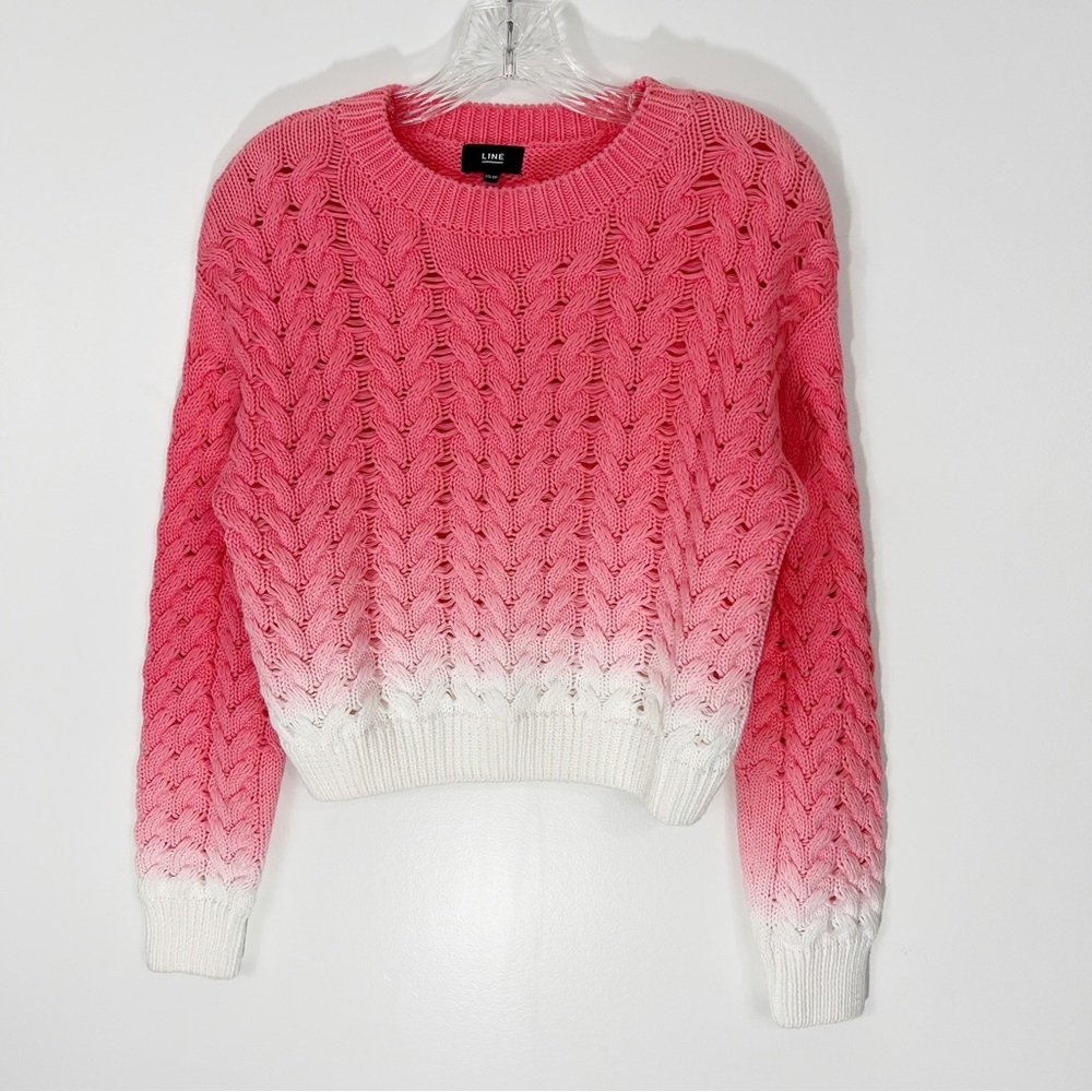 Line The Label Pink Ombré Chunky Knit Rosario Sweater Size XS